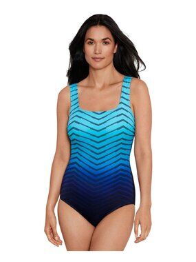 NWT Mimi Flamingo Womens Prism Change Scoopneck One Piece Swimsuit Blue Multi 10